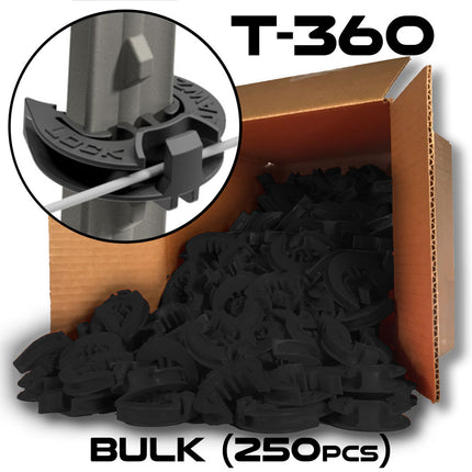 LockJawz (Bulk) Electric Fence T Post Insulators - Black (T-360)