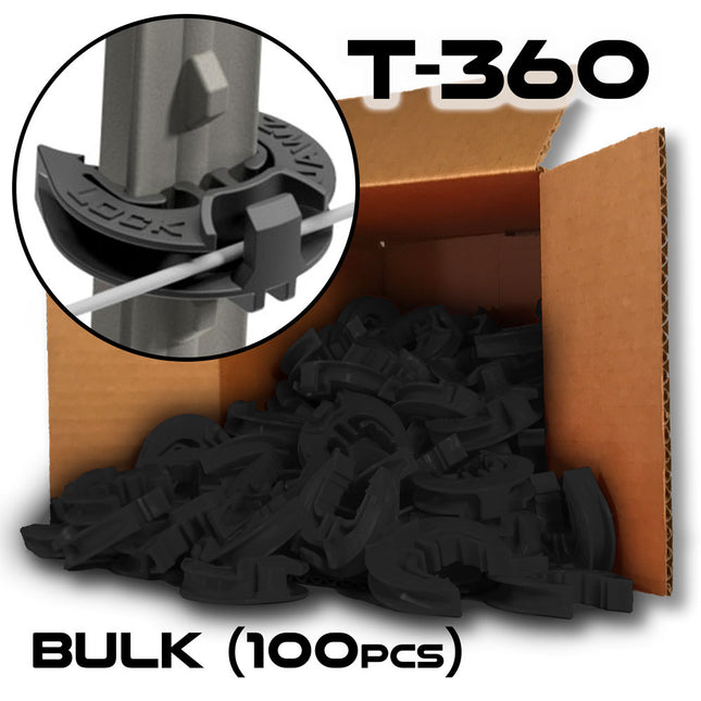 LockJawz (Bulk) Electric Fence T Post Insulators - Black (T-360)