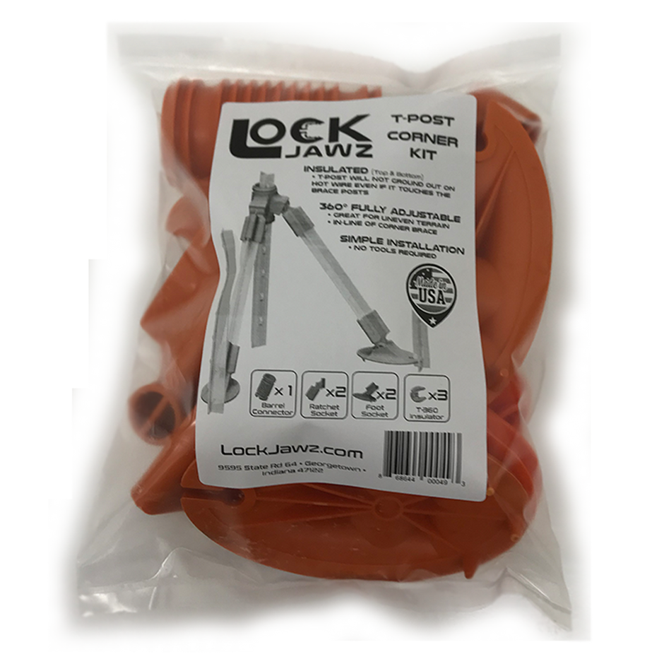 LockJawz T Post Corner Brace Kit Orange