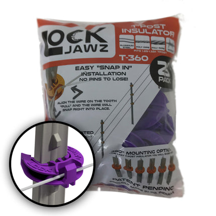 LockJawz (25/pk) Electric Fence T Post Insulators - Purple (T-360)